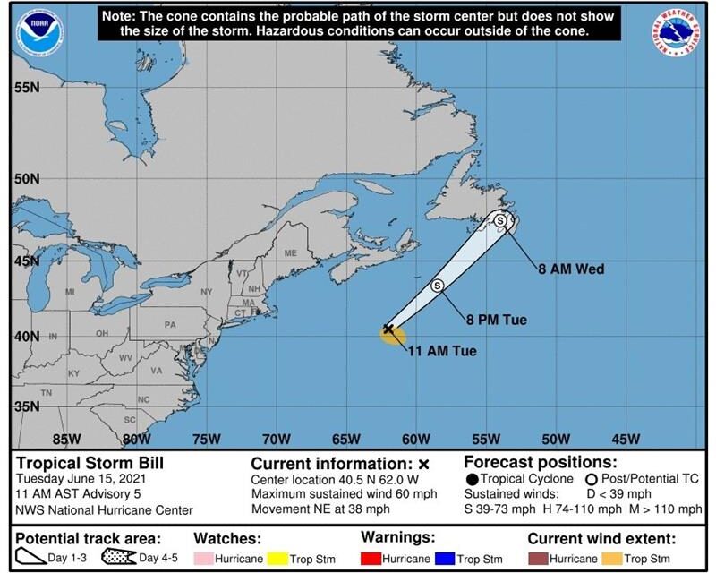 Se forma Bill, la segunda tormenta tropical del Atlántico