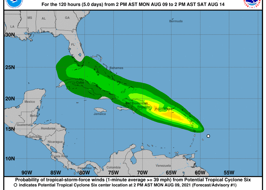 Potencial ciclón tropical 6 mantiene vientos de 35 mph